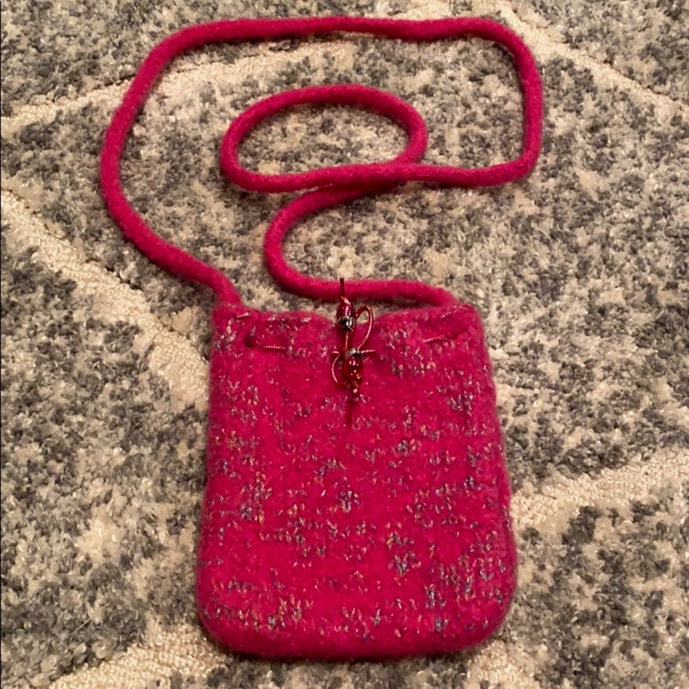 Hand knit wool crossbody